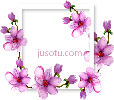 花木兰边水彩紫色,flowers magnolia border watercolor purple ftestic PNG