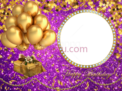 快乐闪亮框架金气球,happy shining frame golden balloon PNG