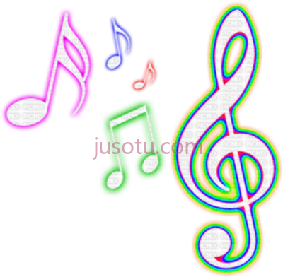 霓虹灯音符,neon notes colorful music PNG