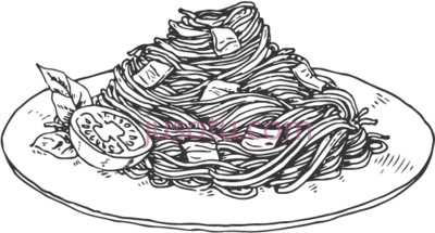 意大利面,drawn pasta doodle black white PNG