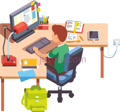 居家办公学习,contact kajeet to get started studying at home cartoon PNG