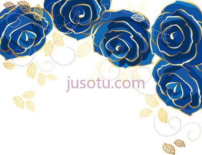 金蓝色皇家花卉,gold blue royal floral PNG