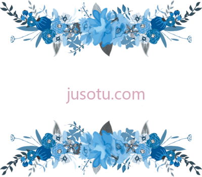花束蓝色,floral bouquet border frame blue PNG