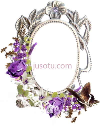 紫色花环,watercolor corner purple flower border PNG