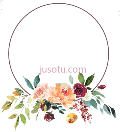 花卉圆花架,floral round flower frame PNG