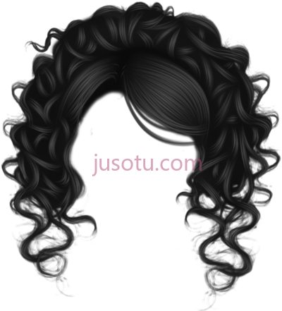 卷曲黑发,curl black hair PNG