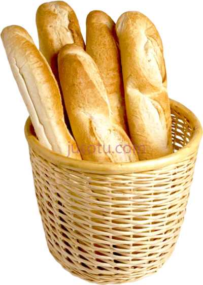 法式面包,french bread in basket PNG