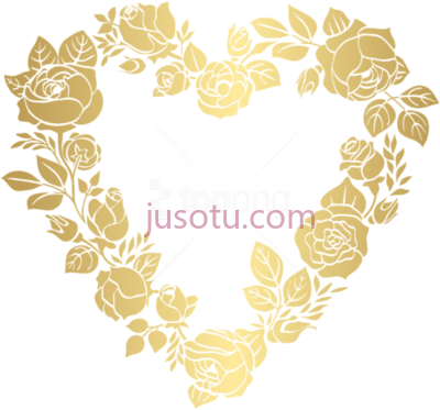 金花心,floral golden heart border gold flower PNG