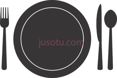 叉子勺子盘子,fork and spoon plate and silverware PNG