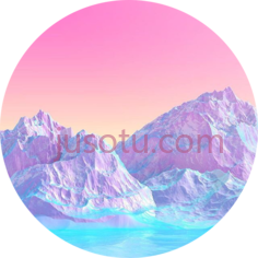 粉色圆圈蓝紫色山脉PNG