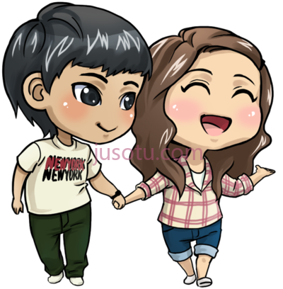 动漫情侣男女友谊,anime love couple boy n girl friendship animation PNG