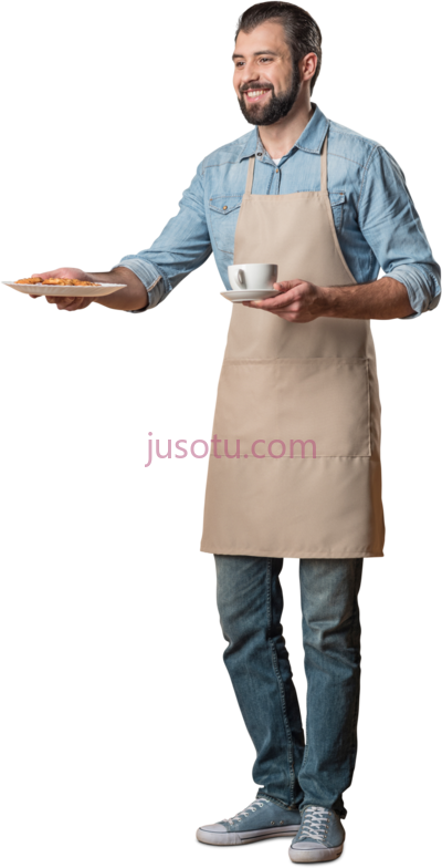 咖啡馆男服务员,cut out man waiter food and coffee professions PNG