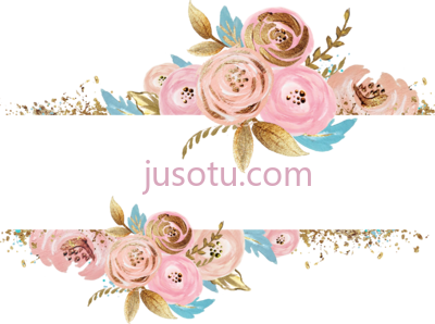 玫瑰金水彩花,rose gold watercolor flower PNG