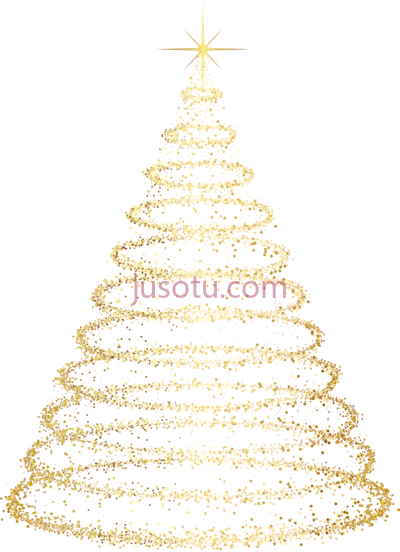 金色圣诞树装饰,gold deco christmas tree PNG