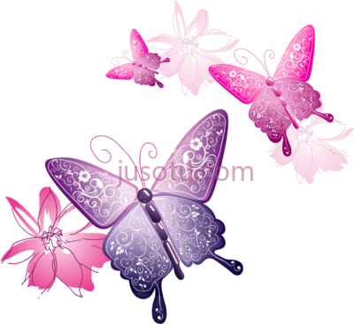 蝴蝶装饰粉红色紫色,butterfly decorative pink and purple butterflies PNG