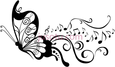 音符蝴蝶,swirls butterfly mariposa con notas musicales PNG
