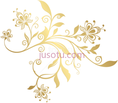 金饰花,gold decorative ornament floral PNG