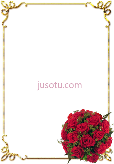 镶红玫瑰金色花框,frames douradas rosa vermelhas borders flowers PNG