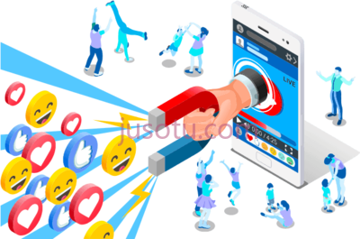 社交媒体,magnet and social media reactions advertising PNG