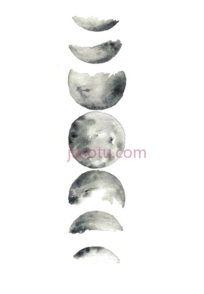 月相,water lunar phase supermoon painting PNG