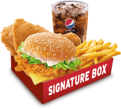 汉堡套餐,kfc zinger burger set PNG