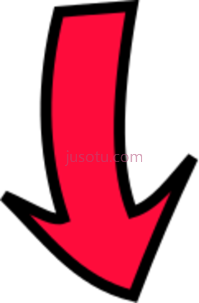 红色箭头,red curved pointing down PNG
