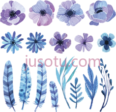 水彩蓝花,color PNG