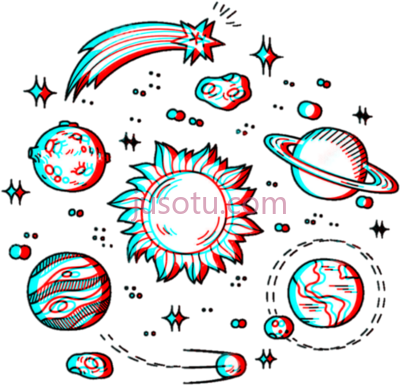 银河系,glitch galaxy line outline icons PNG