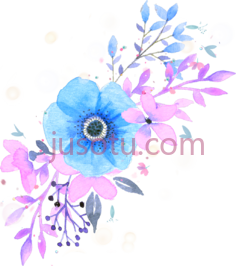 蓝色水彩花PNG