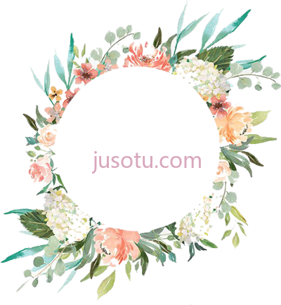 水彩花环,watercolor wreath flowers PNG