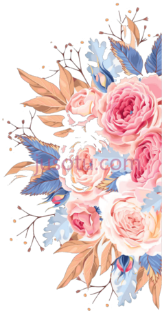 彩色水彩花边框,flower PNG