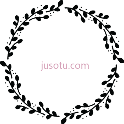 黑白花环边框,floral circle border black white PNG