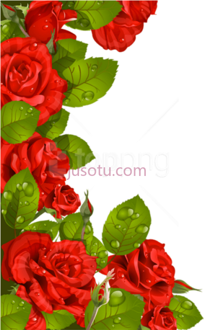 红色玫瑰边框装饰,red decoration frame flower borders PNG