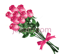 粉红玫瑰花束, PNG
