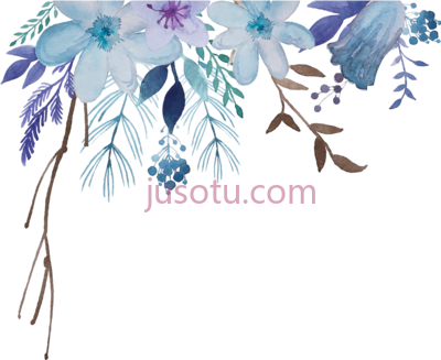 蓝色水彩花,blue watercolor flower PNG