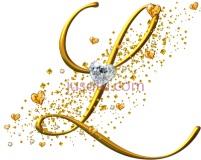 金色字母L,letra l alfabeto dorado con corazones PNG