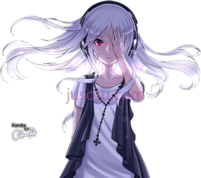 女孩白发,music girl white hair render PNG