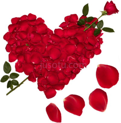 爱心红玫瑰,love heart and red rose PNG