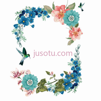 绿松石花边玫瑰,turquoise floral border rose PNG