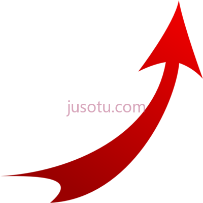 红色箭头,red curved going up PNG