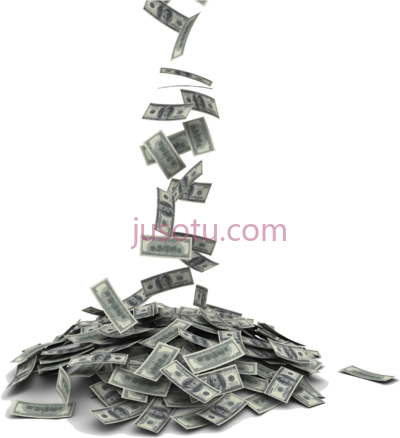钱堆,money falling into pile PNG