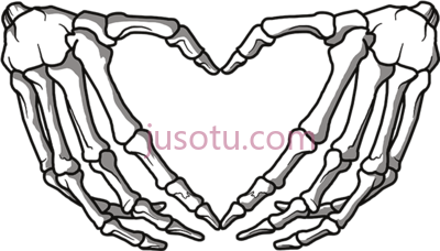 骷髅手心,skeleton hands heart PNG