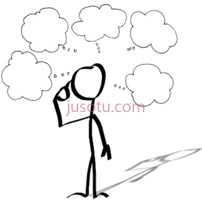 人物思维泡泡,person thought cartoon stick figure thinking bubble PNG