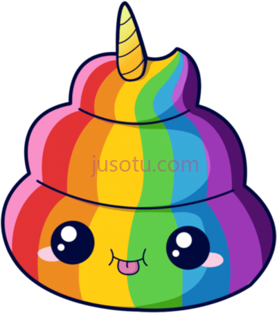 彩虹独角兽便便,rainbow mq unicorn kawaii poop PNG