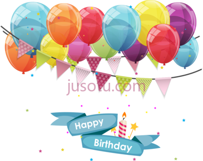生日快乐气球横幅,baloon banner happy birthday 19 PNG