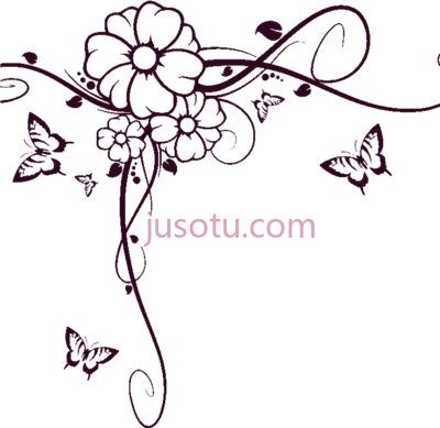 黑白花式漩涡,black white corner swirl fancy border PNG