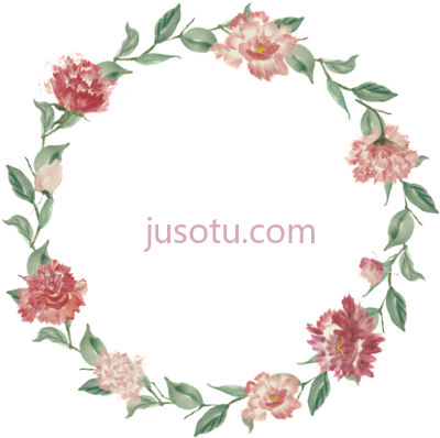 圆形粉红花环,rounded red flower yellow floral frame PNG