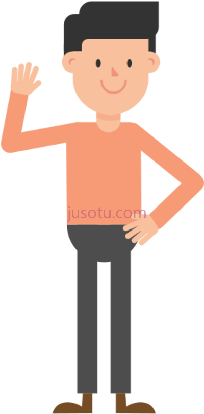 男人挥手,man waving hand cartoon PNG