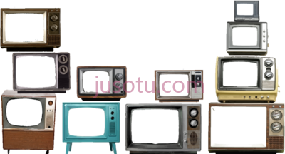 黑白电视机,black white show televisions oldfashioned vintage tv PNG