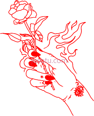 红花枝,lineart red PNG